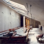 Detalle de la zona de bajo cubierta durante las obras de rehabilitación. © Archivo fotográfico Museo de Huesca.