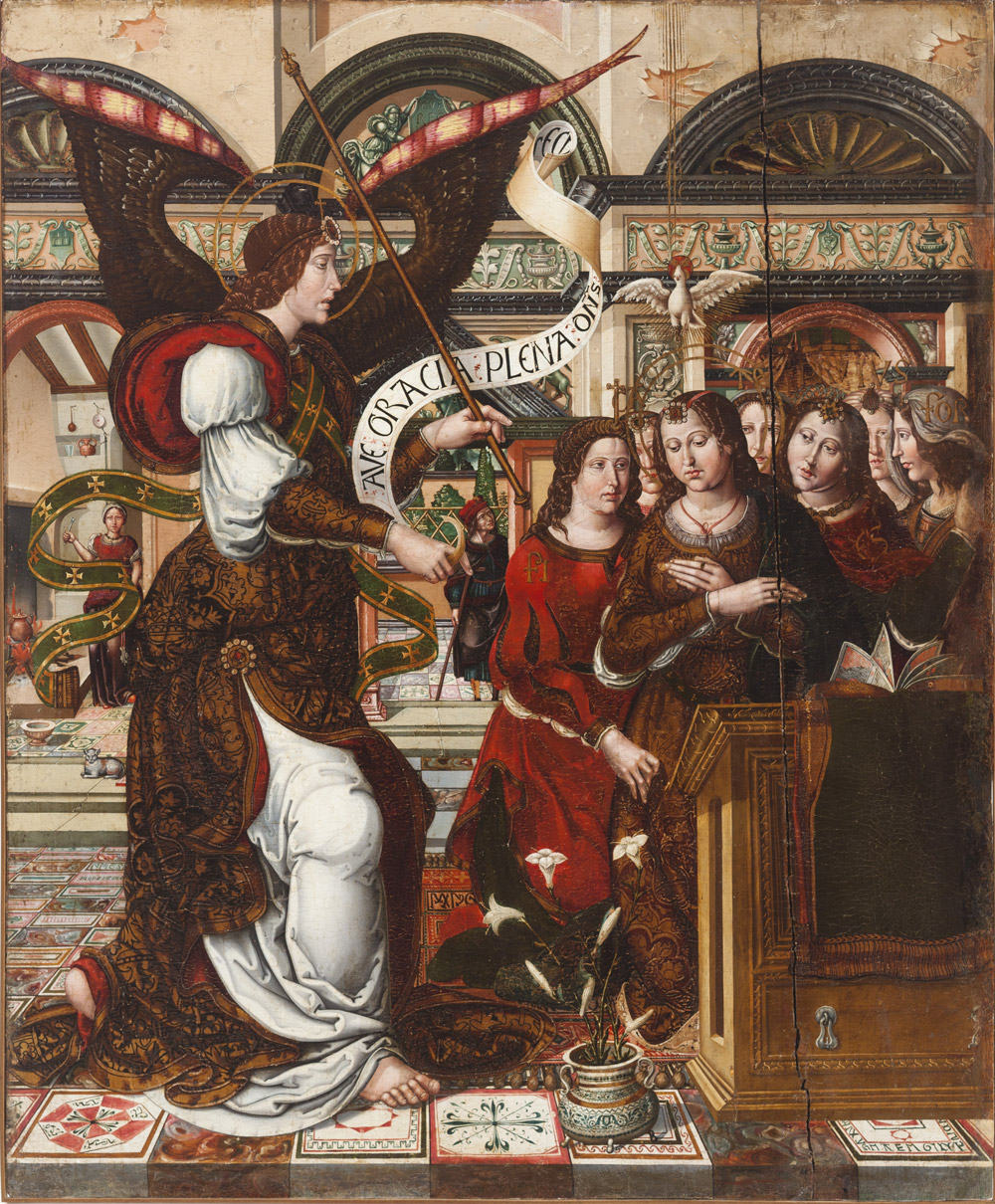 La Anunciación. Rodrigo de Sajonia (antes Maestro de Sijena). Óleo sobre tabla. 1515-1519. NIG.00003. © Foto Fernando Alvira. Museo de Huesca.