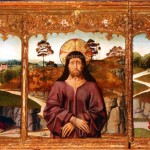 Predela: Santa Catalina, la Virgen, Cristo piedad, San Juan, Santa Lucía. Bartolomé Bermejo. Óleo sobre tabla. 1475-1490. NIG. 00017. © Foto Fernando Alvira. Museo de Huesca.